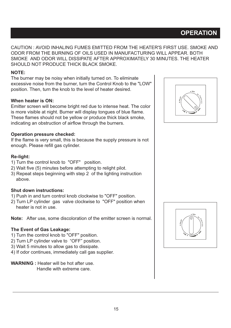 Operation | Napoleon Fireplaces PTH40PGM User Manual | Page 15 / 20