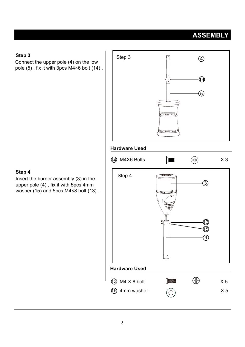 Assembly | Napoleon Fireplaces PTH40PGM User Manual | Page 8 / 20
