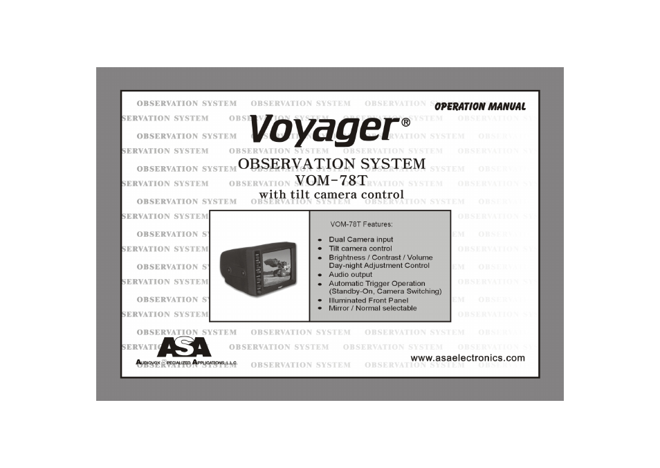 ASA Electronics Voyager VOM78T User Manual | 16 pages
