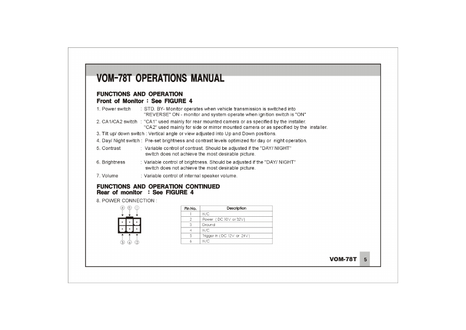 Vom-78t operations manual | ASA Electronics Voyager VOM78T User Manual | Page 6 / 16