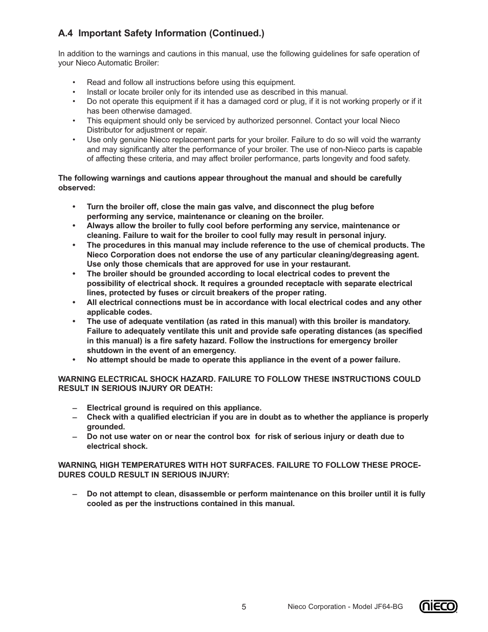 Nieco JF64-BG User Manual | Page 5 / 35