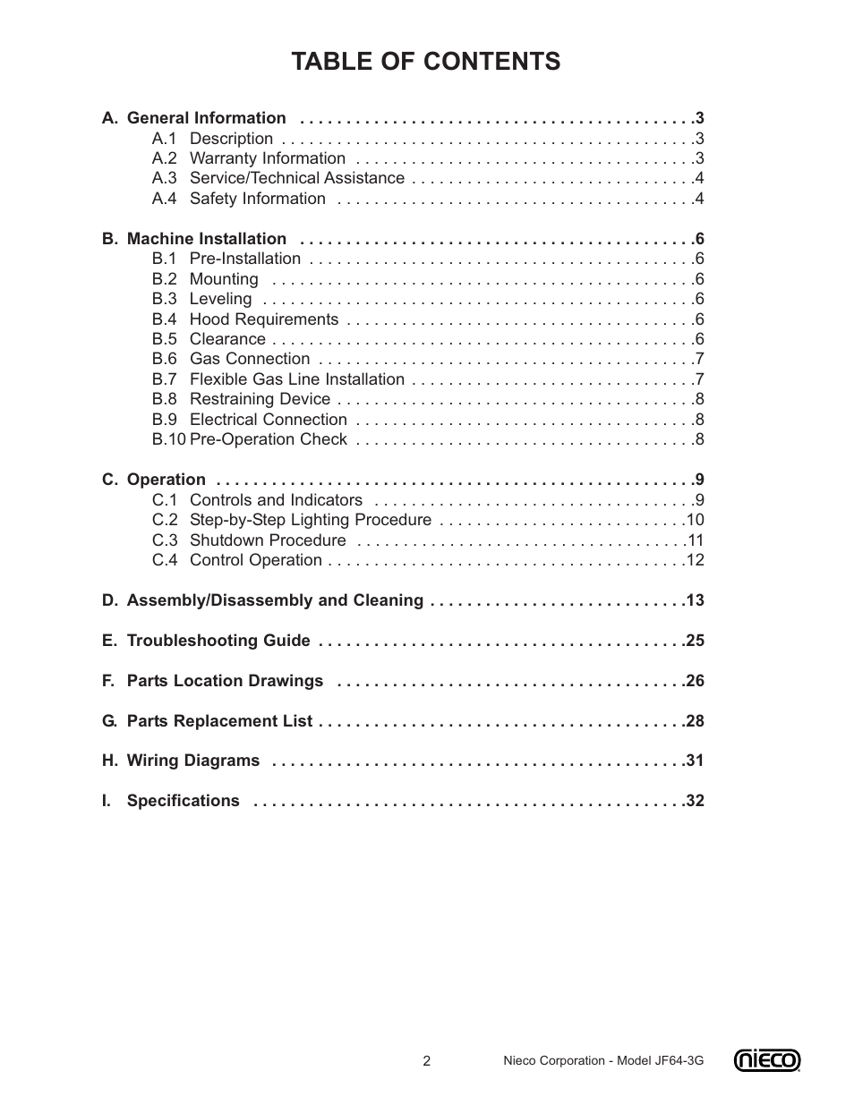 Nieco JF64 User Manual | Page 2 / 32