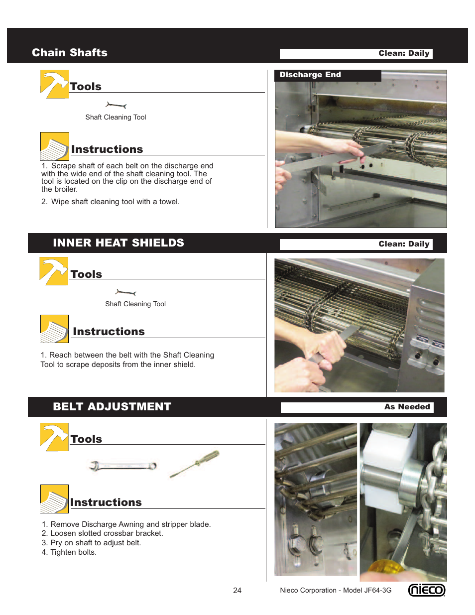 Chain shafts tools instructions | Nieco JF64 User Manual | Page 24 / 32