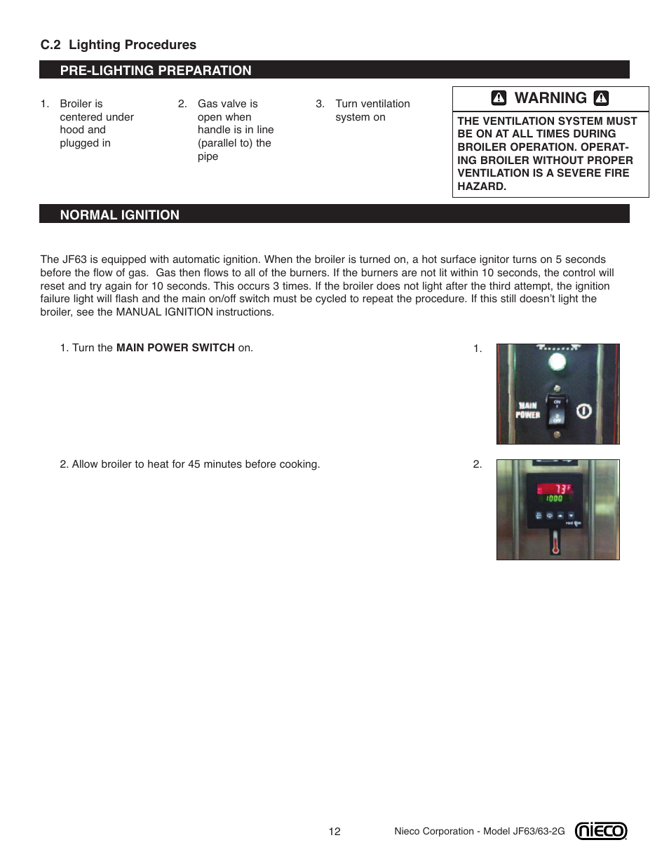 Warning | Nieco JF63 User Manual | Page 12 / 40