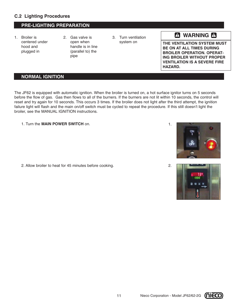 Warning | Nieco JF62 User Manual | Page 10 / 30