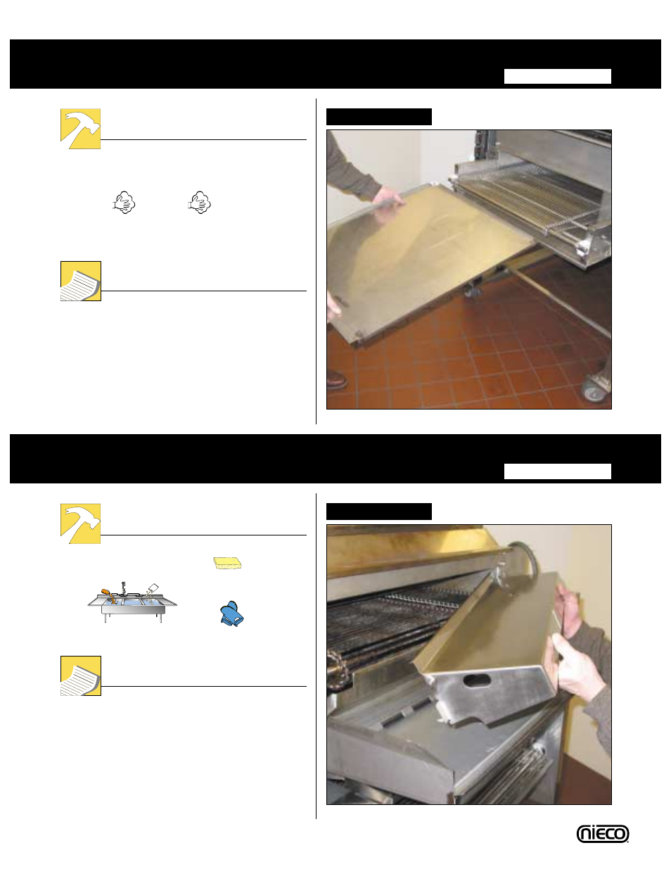 Feed end crumb tray, Tools instructions, Awning | Nieco N2500 User Manual | Page 18 / 32