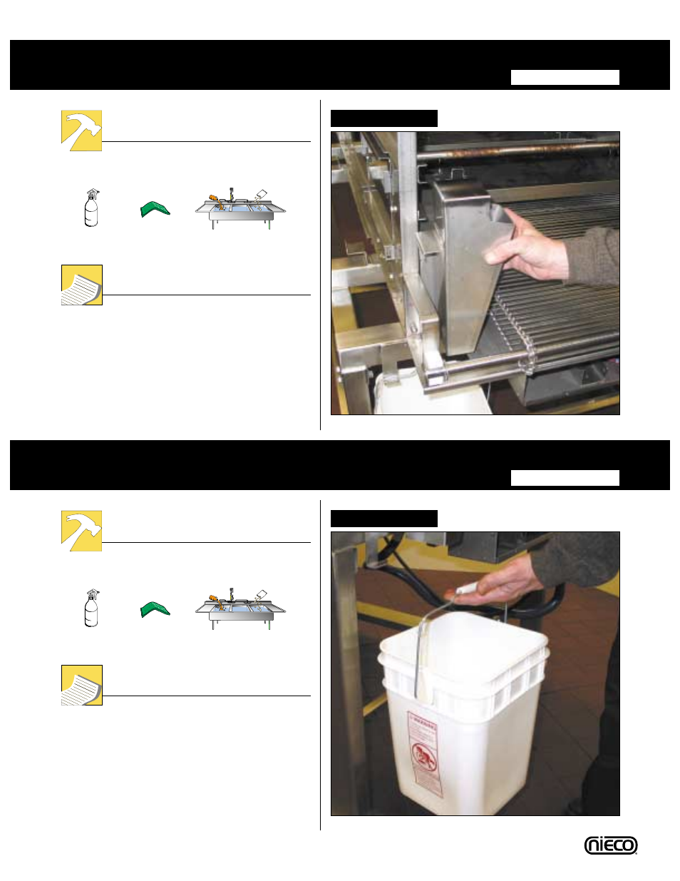 Grease chute, Tools instructions, Grease bucket | Nieco N2500 User Manual | Page 22 / 32