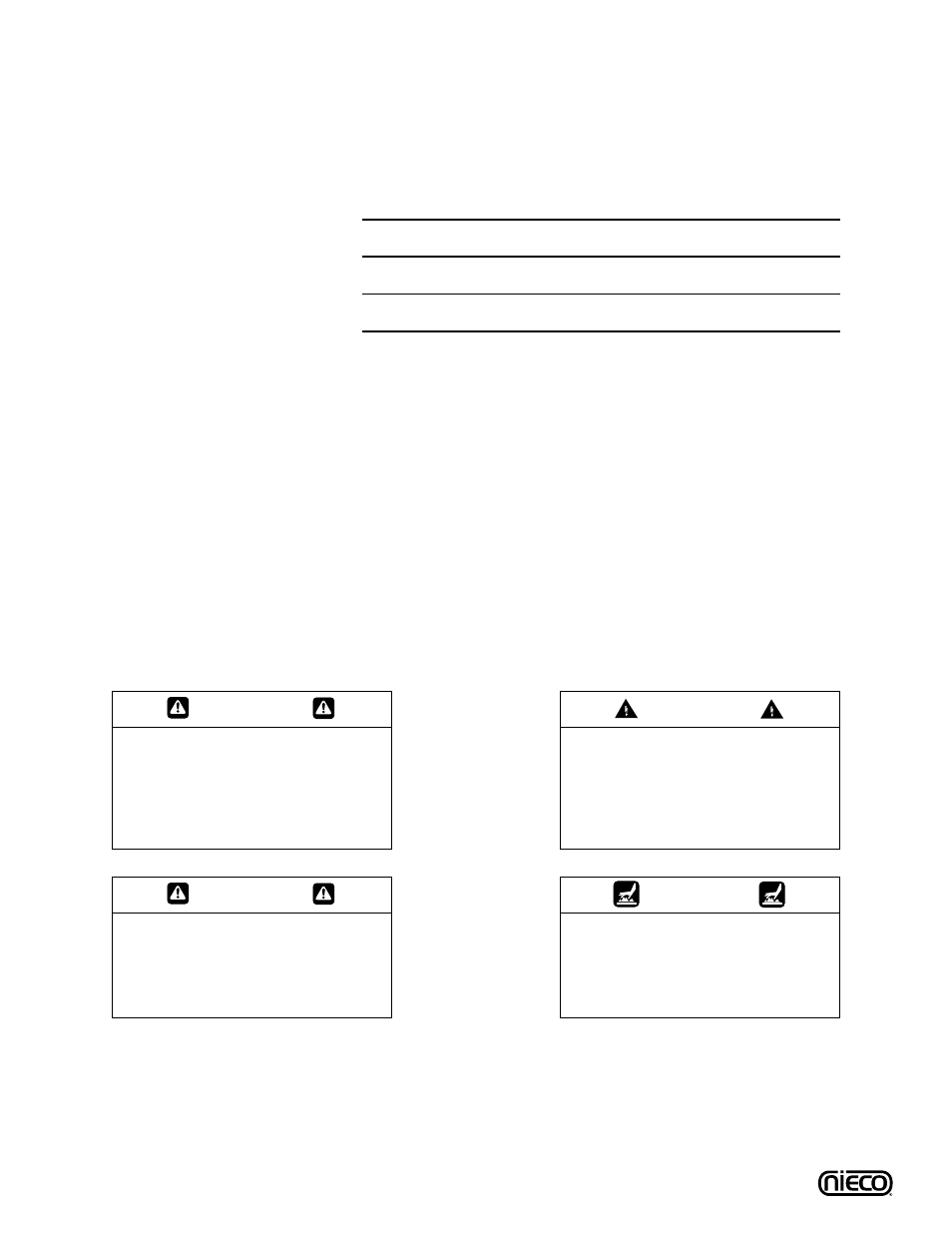 Warning, Caution | Nieco N2500 User Manual | Page 4 / 32