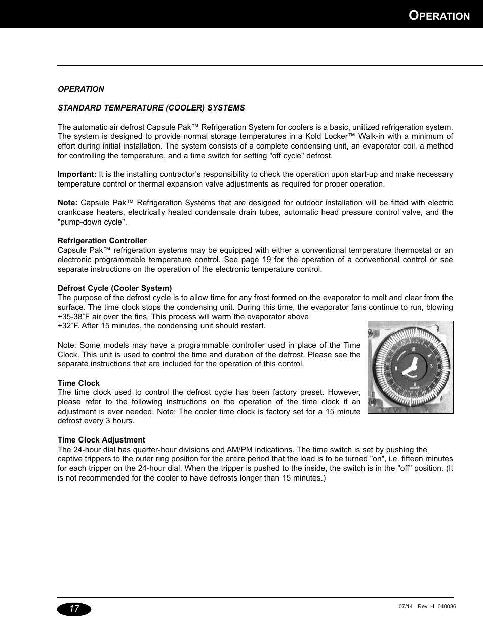 Peration | Nor-Lake Capsule Pak Refrigeration Systems User Manual | Page 17 / 44