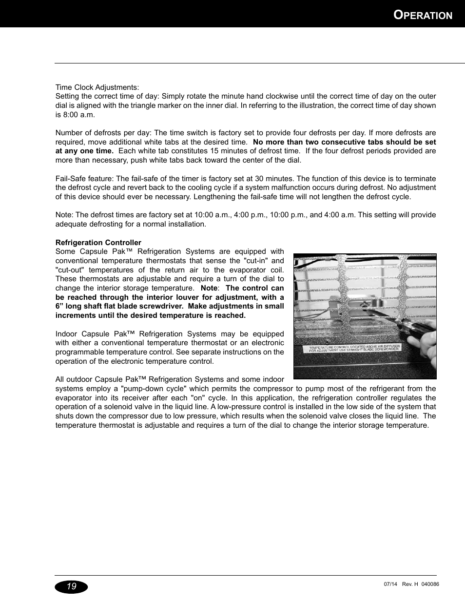 Peration | Nor-Lake Capsule Pak Refrigeration Systems User Manual | Page 19 / 44