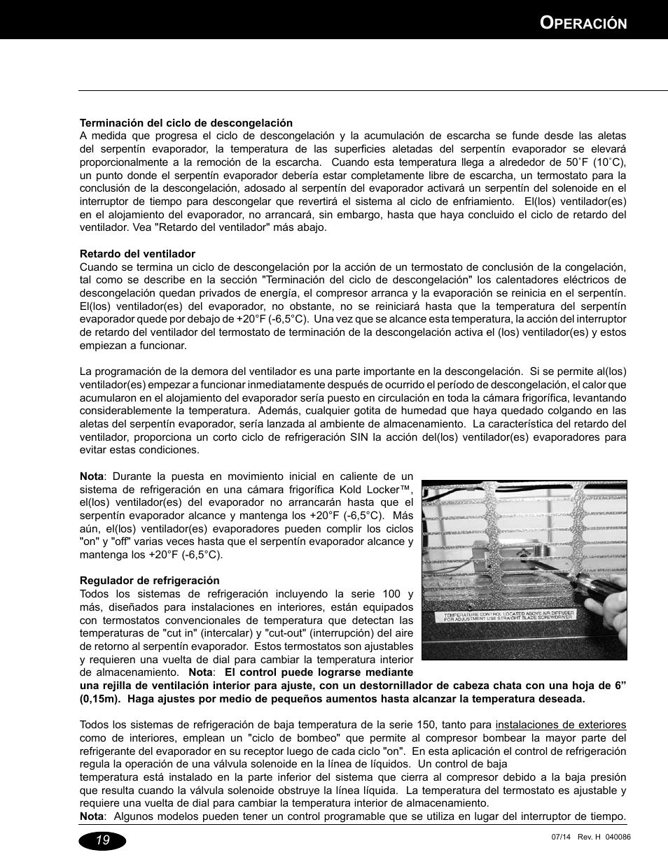 Peración | Nor-Lake Capsule Pak Refrigeration Systems User Manual | Page 41 / 44