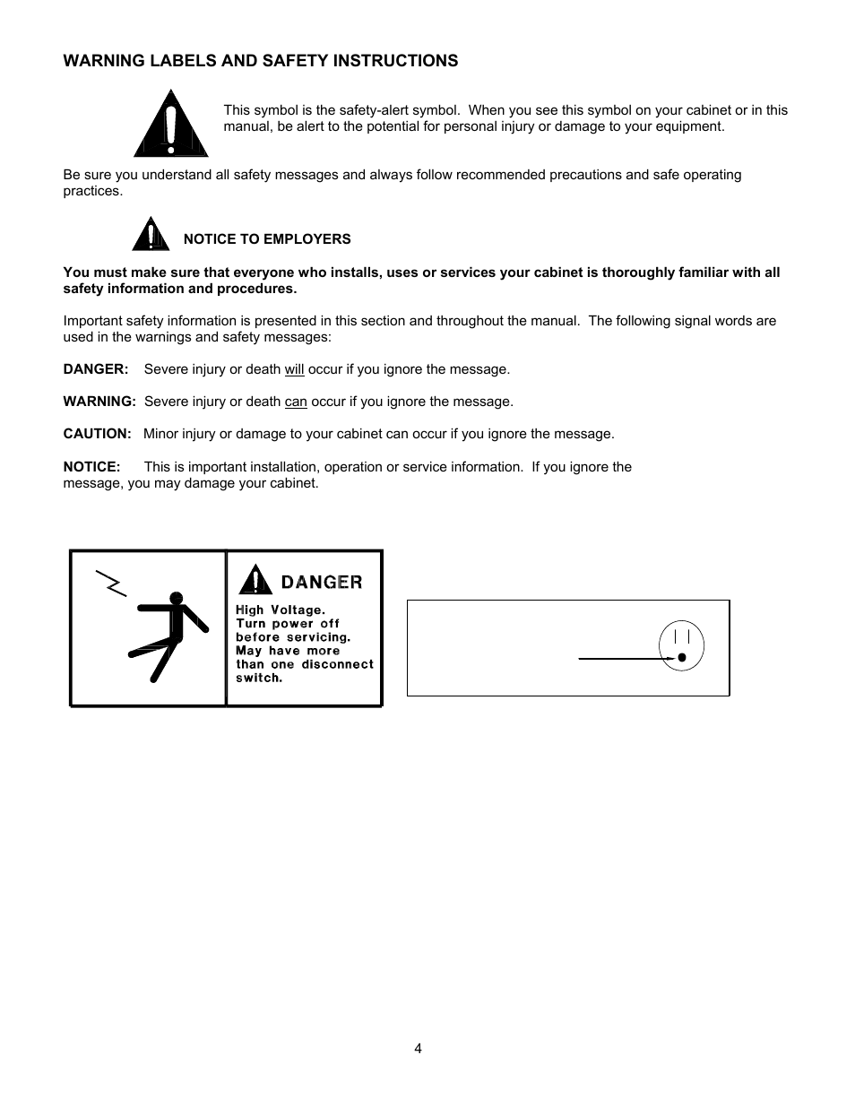 Caution, Ground required for safe operation | Nor-Lake Angled Ice Cream Merchandisers User Manual | Page 4 / 12
