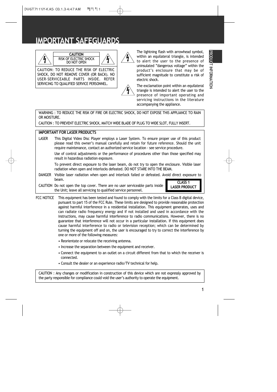 Important safeguards | ASA Electronics DVDVCP01 User Manual | Page 3 / 40