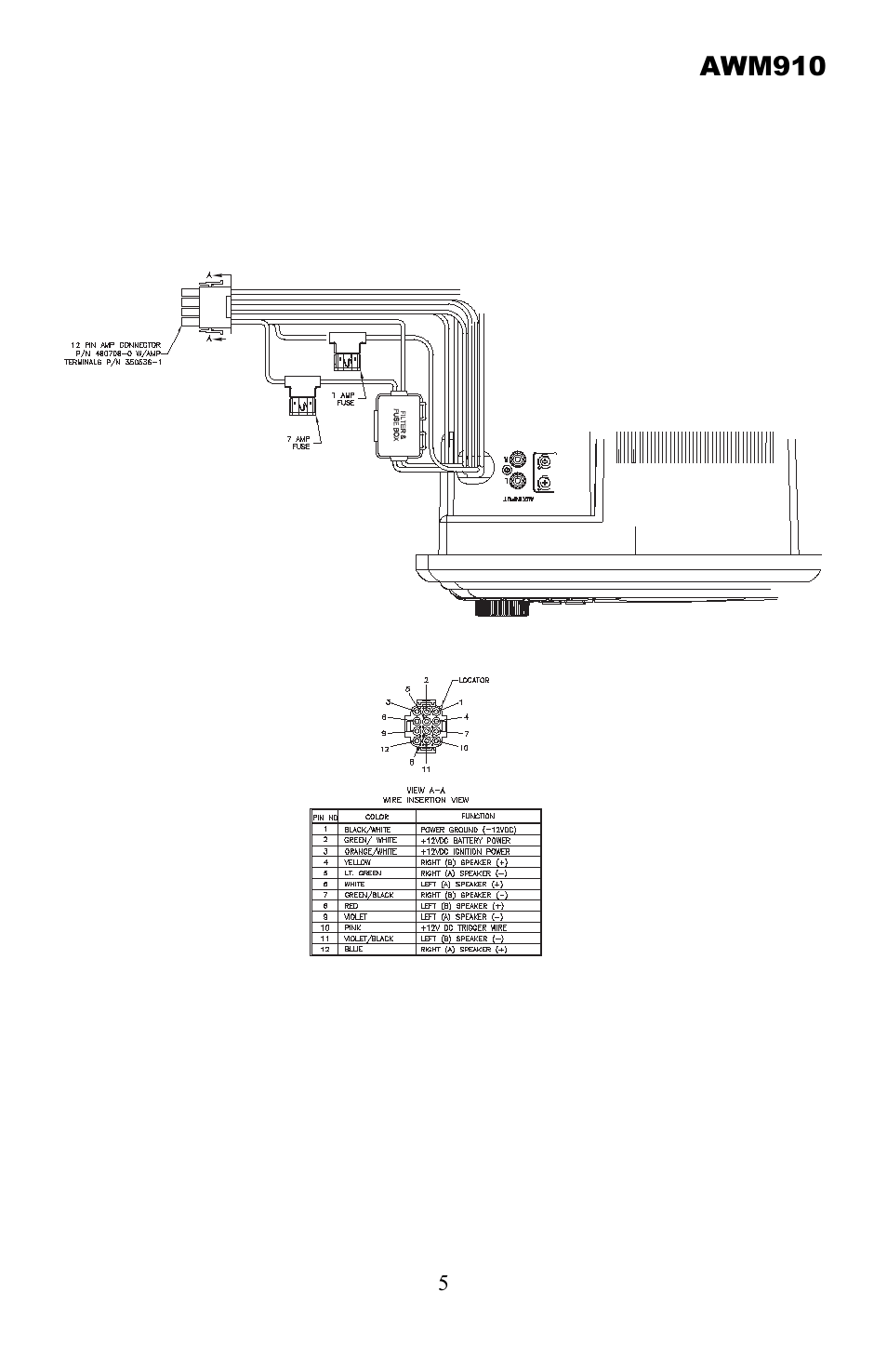 Wiring | ASA Electronics AWM910 User Manual | Page 5 / 12