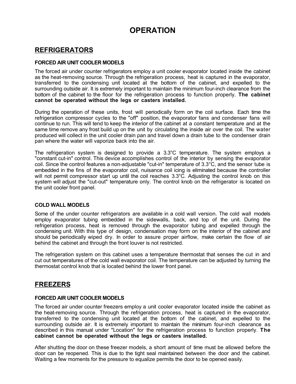 Operation, Refrigerators, Freezers | Nor-Lake Undercounter Laboratory & Pharmacy Refrigerators & Freezers User Manual | Page 2 / 5