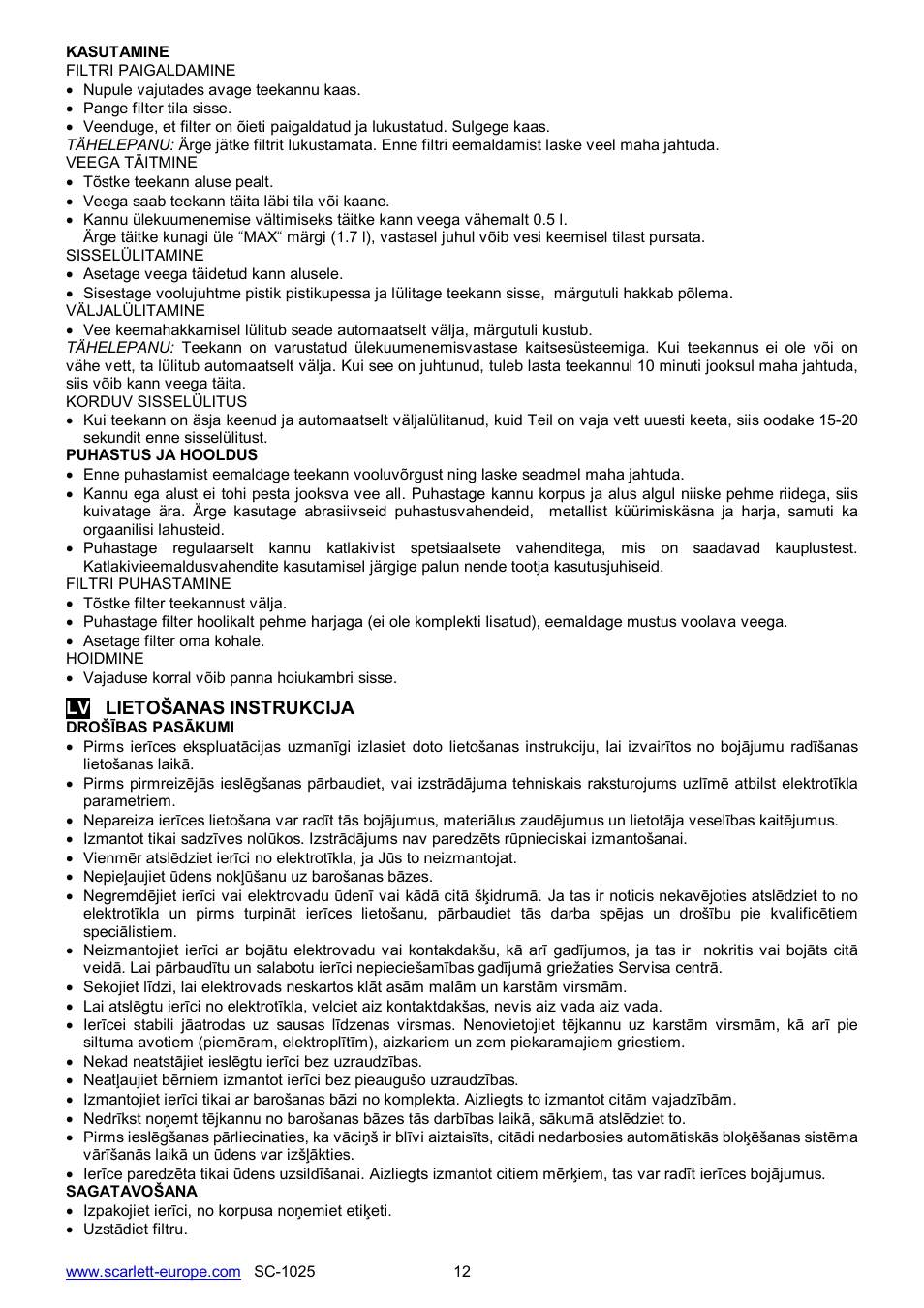 Scarlett SC-1025 User Manual | Page 12 / 18