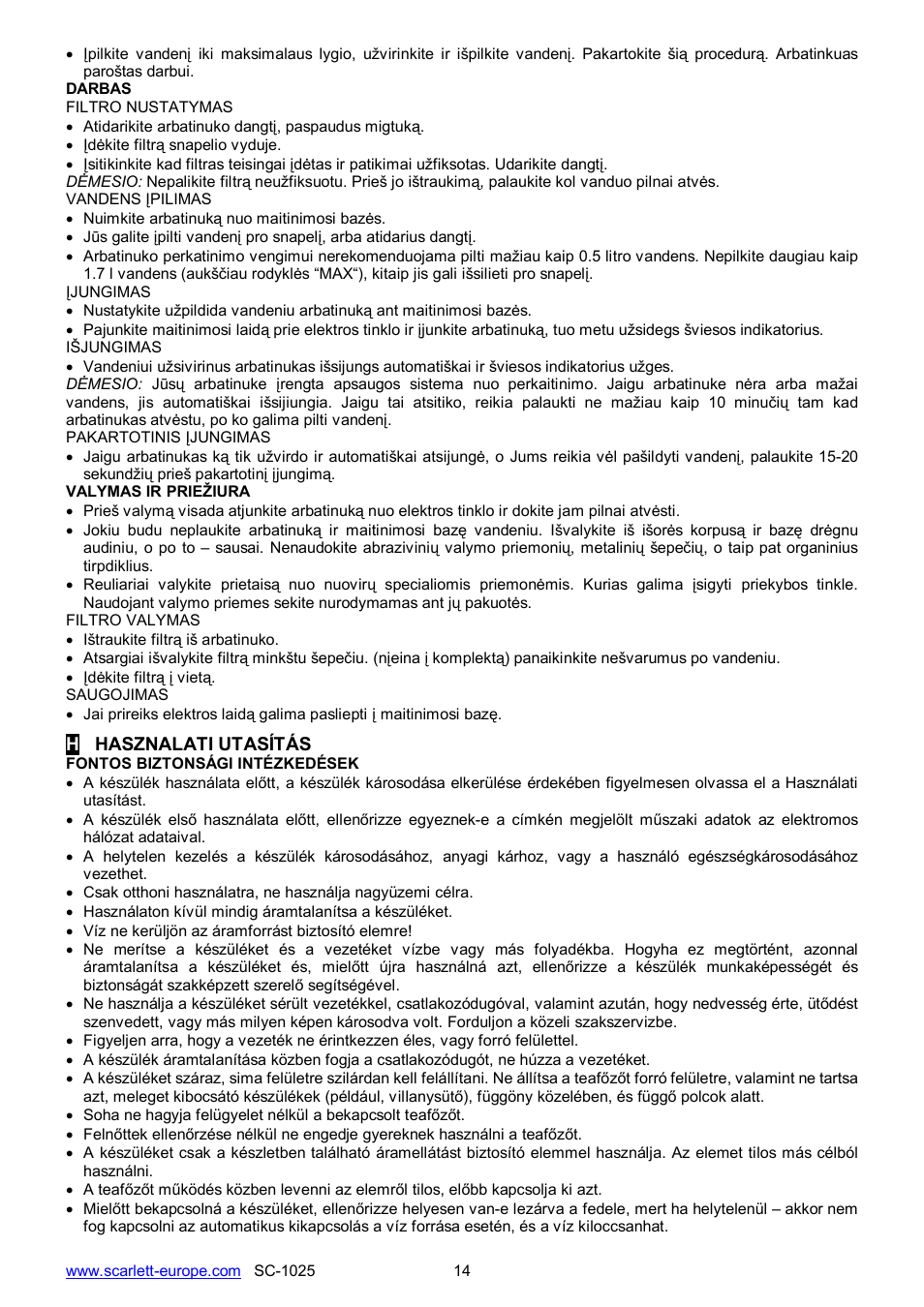 Scarlett SC-1025 User Manual | Page 14 / 18