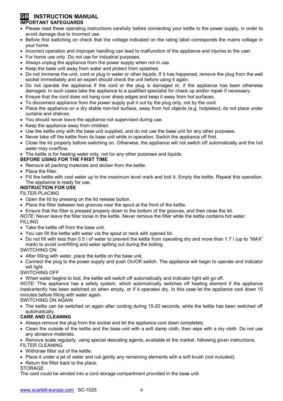 Scarlett SC-1025 User Manual | Page 4 / 18