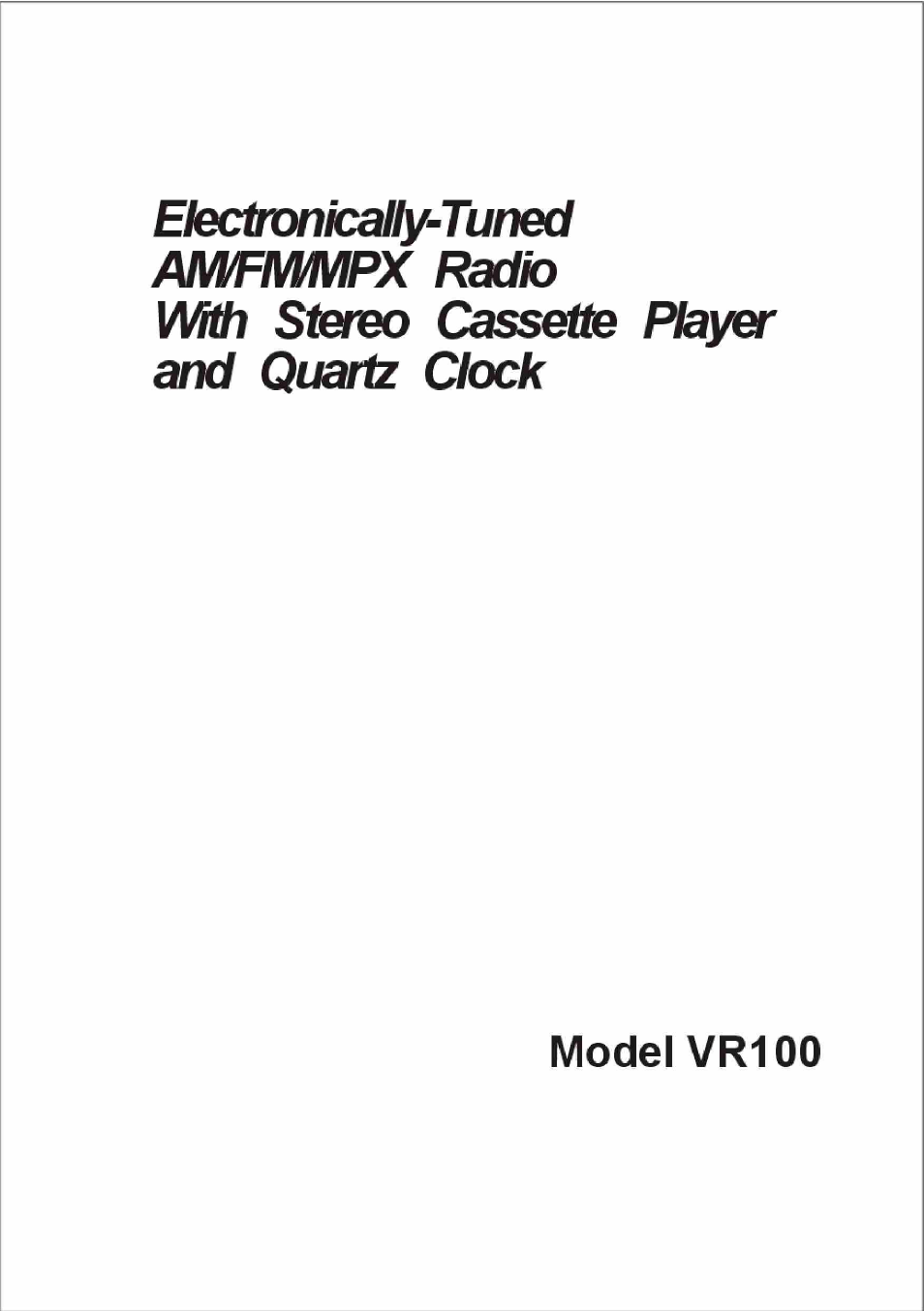 ASA Electronics VR100 User Manual | 7 pages