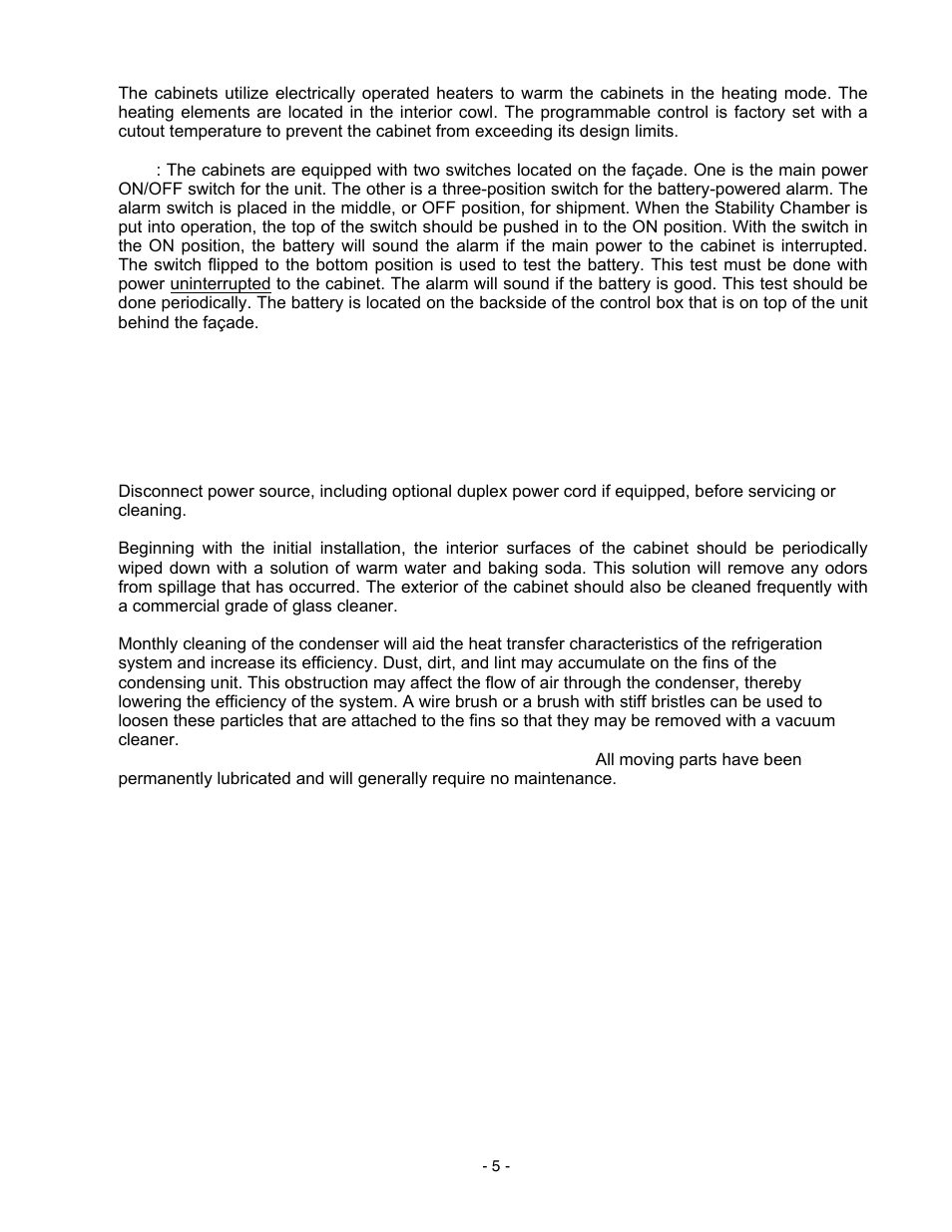 Maintenance, Periodic cleaning | Nor-Lake Stability Chambers User Manual | Page 5 / 8