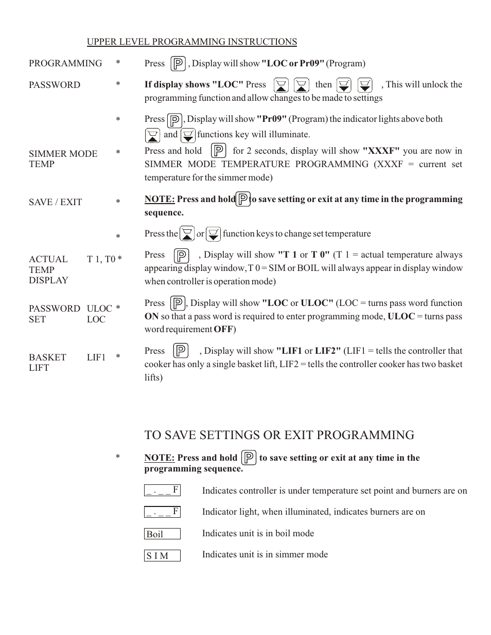 Pitco Frialator Pasta/Rethermalizer Digital Controller User Manual | Page 2 / 2