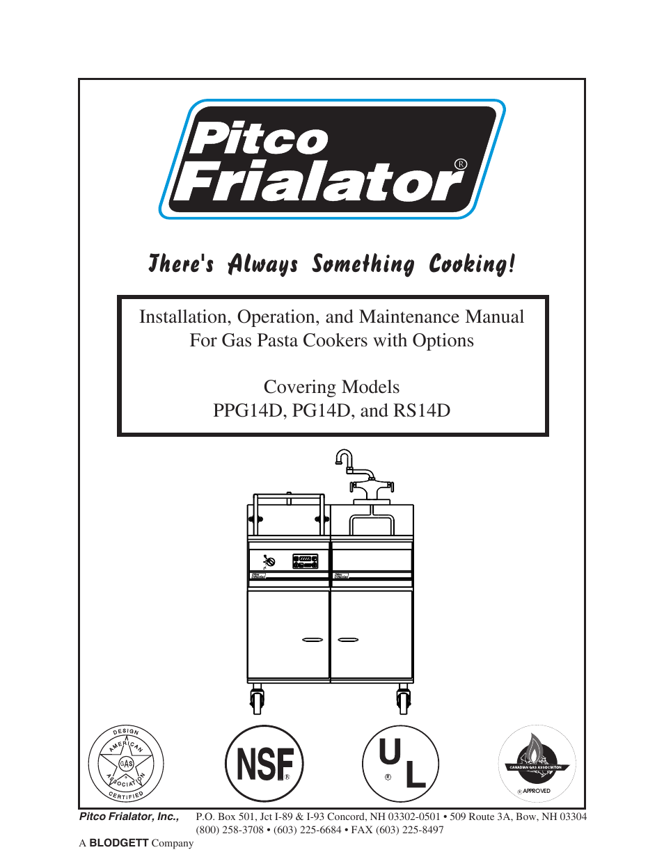 Pitco Frialator Gas Pasta Cookers PG14D User Manual | 40 pages