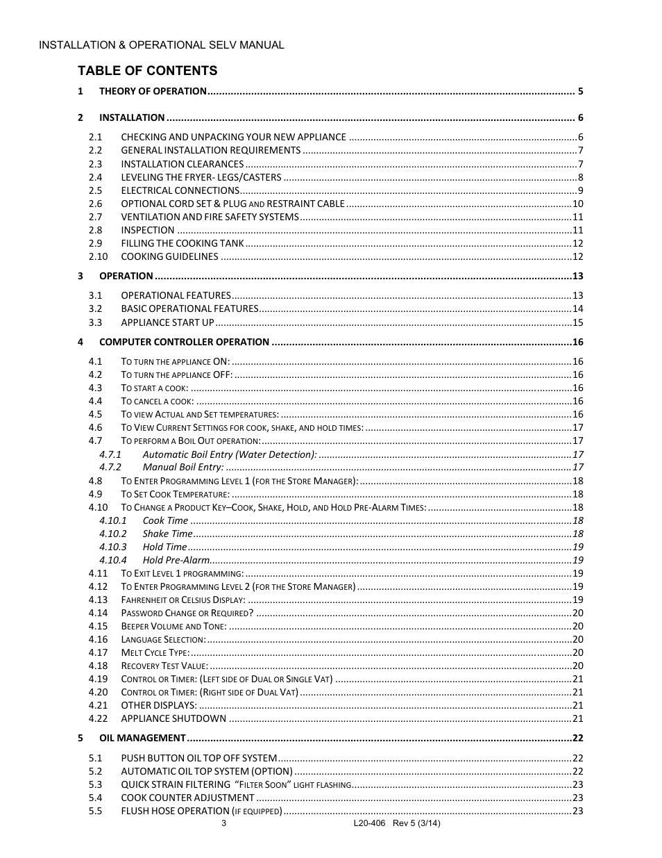 Pitco Frialator REDUCED OIL VOLUME FRYING SYSTEM for SELV14 User Manual | Page 3 / 36