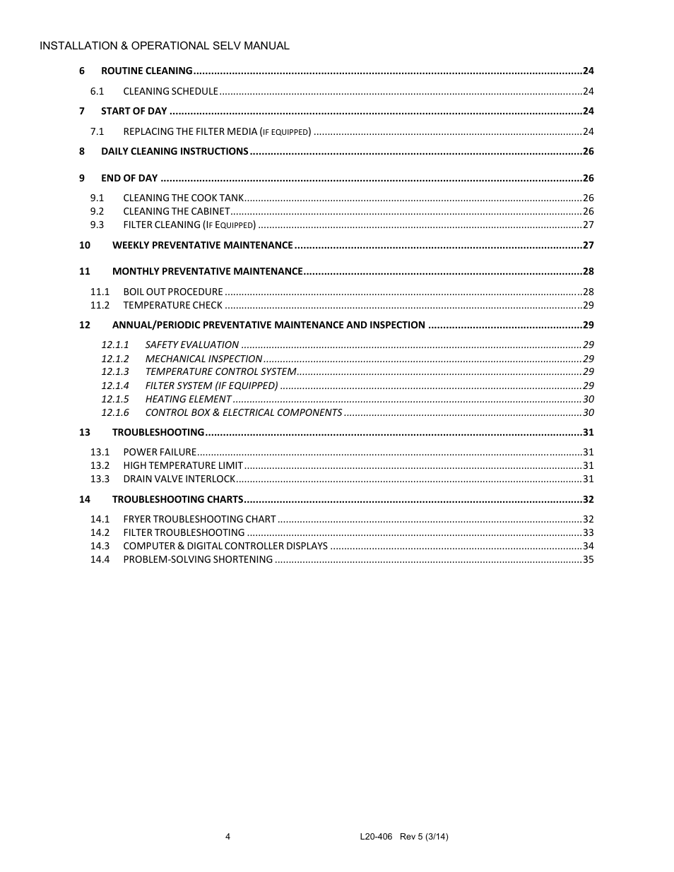 Pitco Frialator REDUCED OIL VOLUME FRYING SYSTEM for SELV14 User Manual | Page 4 / 36