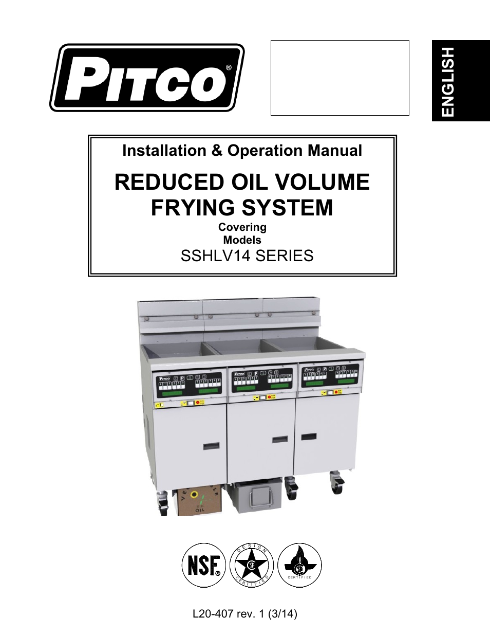 Pitco Frialator REDUCED OIL VOLUME FRYING SYSTEM for SSHLV14 Serie User Manual | 38 pages