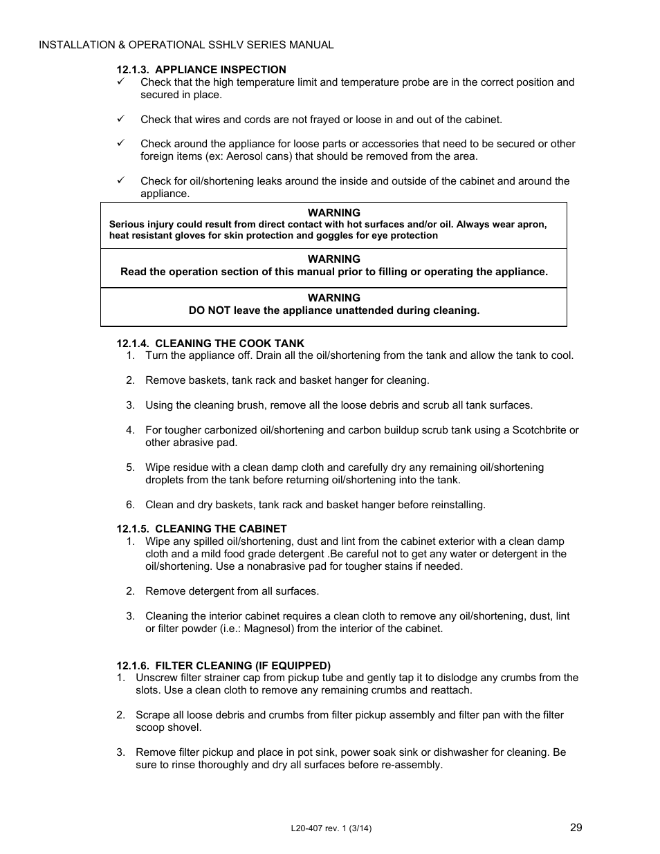 Pitco Frialator REDUCED OIL VOLUME FRYING SYSTEM for SSHLV14 Serie User Manual | Page 29 / 38