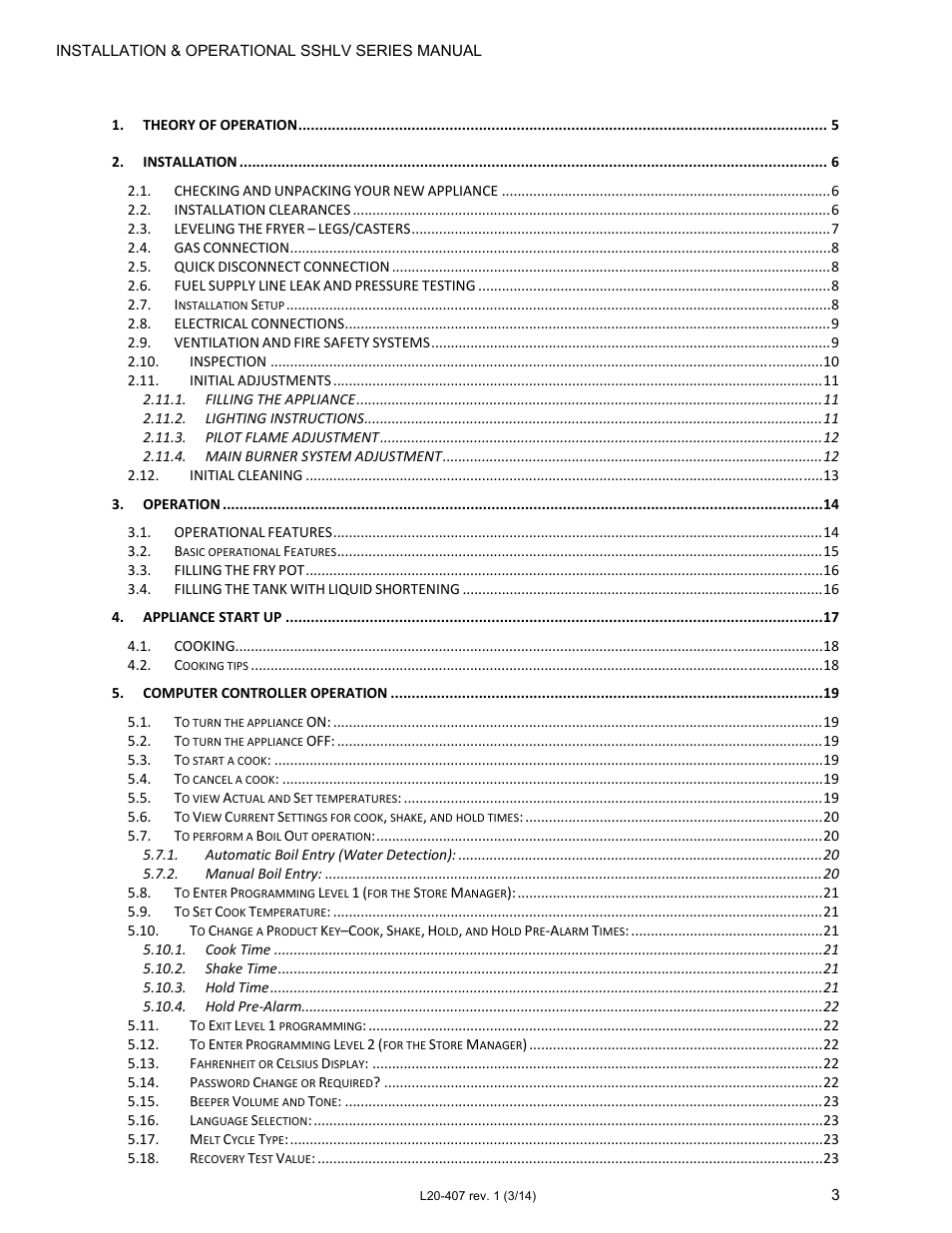 Pitco Frialator REDUCED OIL VOLUME FRYING SYSTEM for SSHLV14 Serie User Manual | Page 3 / 38