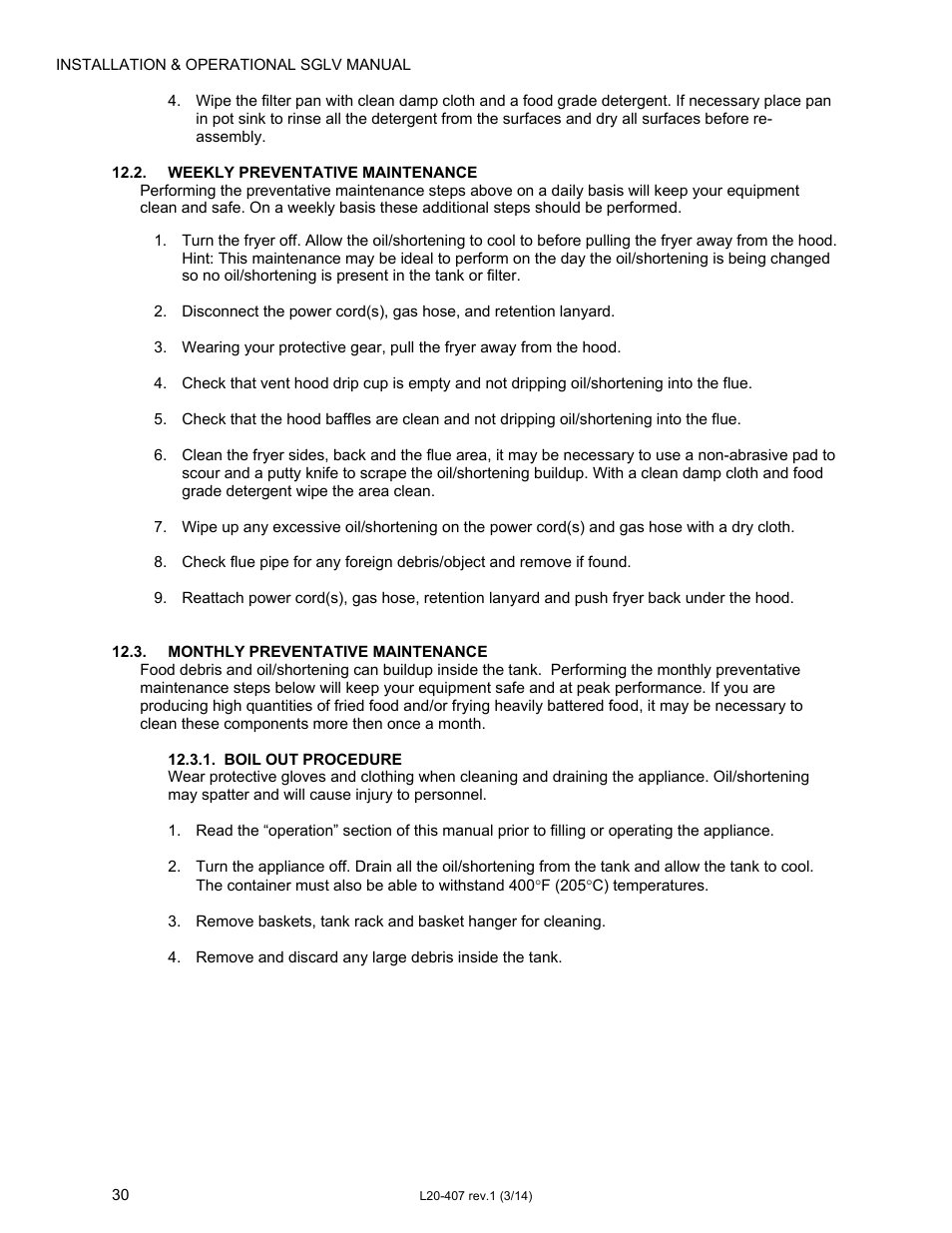 Pitco Frialator REDUCED OIL VOLUME FRYING SYSTEM for SSHLV14 Serie User Manual | Page 30 / 38