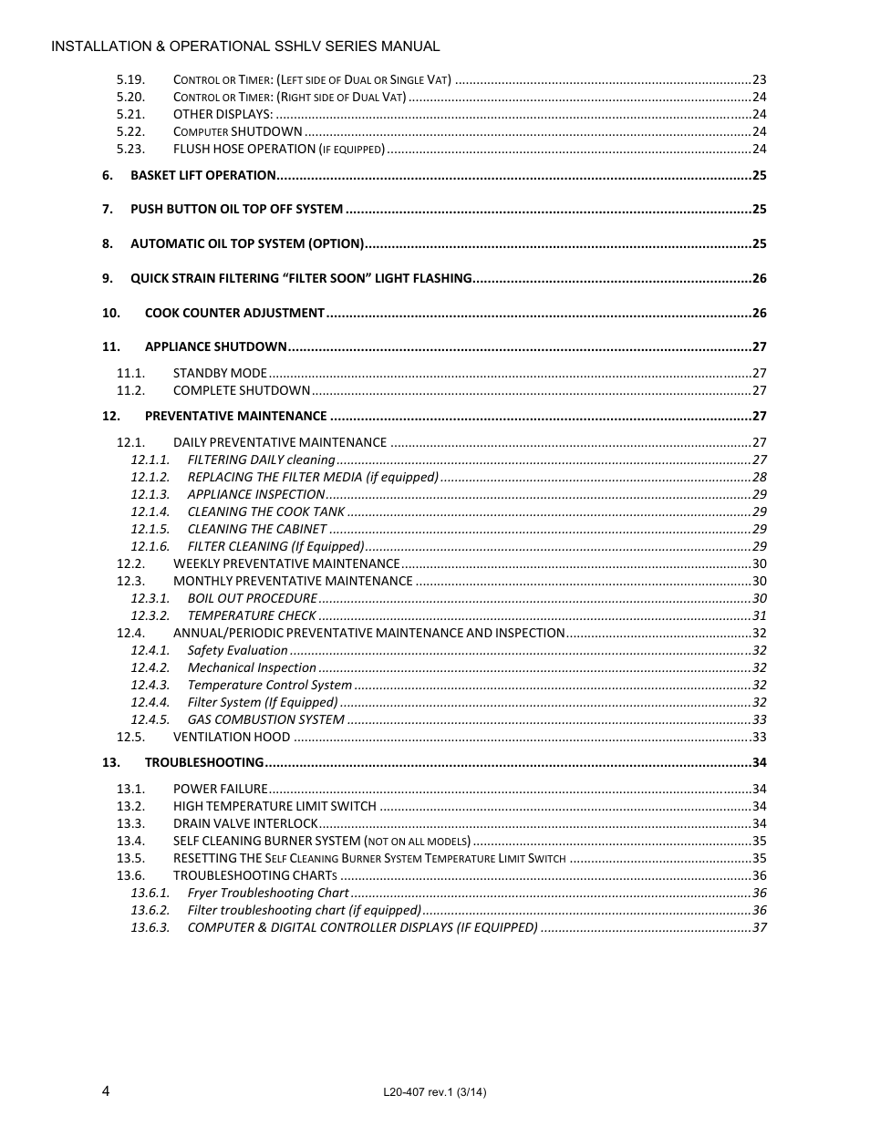 Pitco Frialator REDUCED OIL VOLUME FRYING SYSTEM for SSHLV14 Serie User Manual | Page 4 / 38