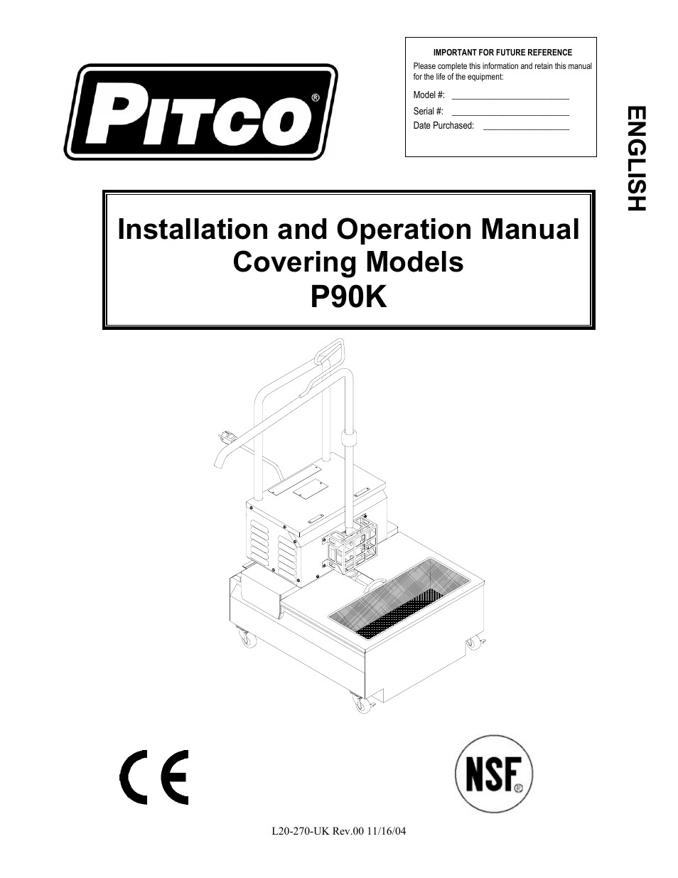 Pitco Frialator P90K User Manual | 4 pages