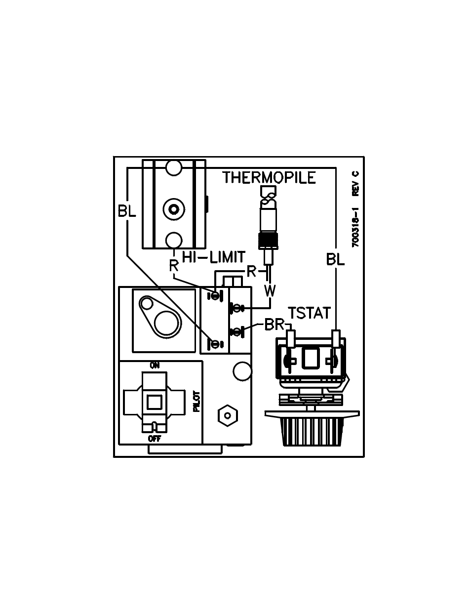 Wire diagram | Pitco Frialator 45C+ with Millivolt Gas Valve User Manual | Page 17 / 19