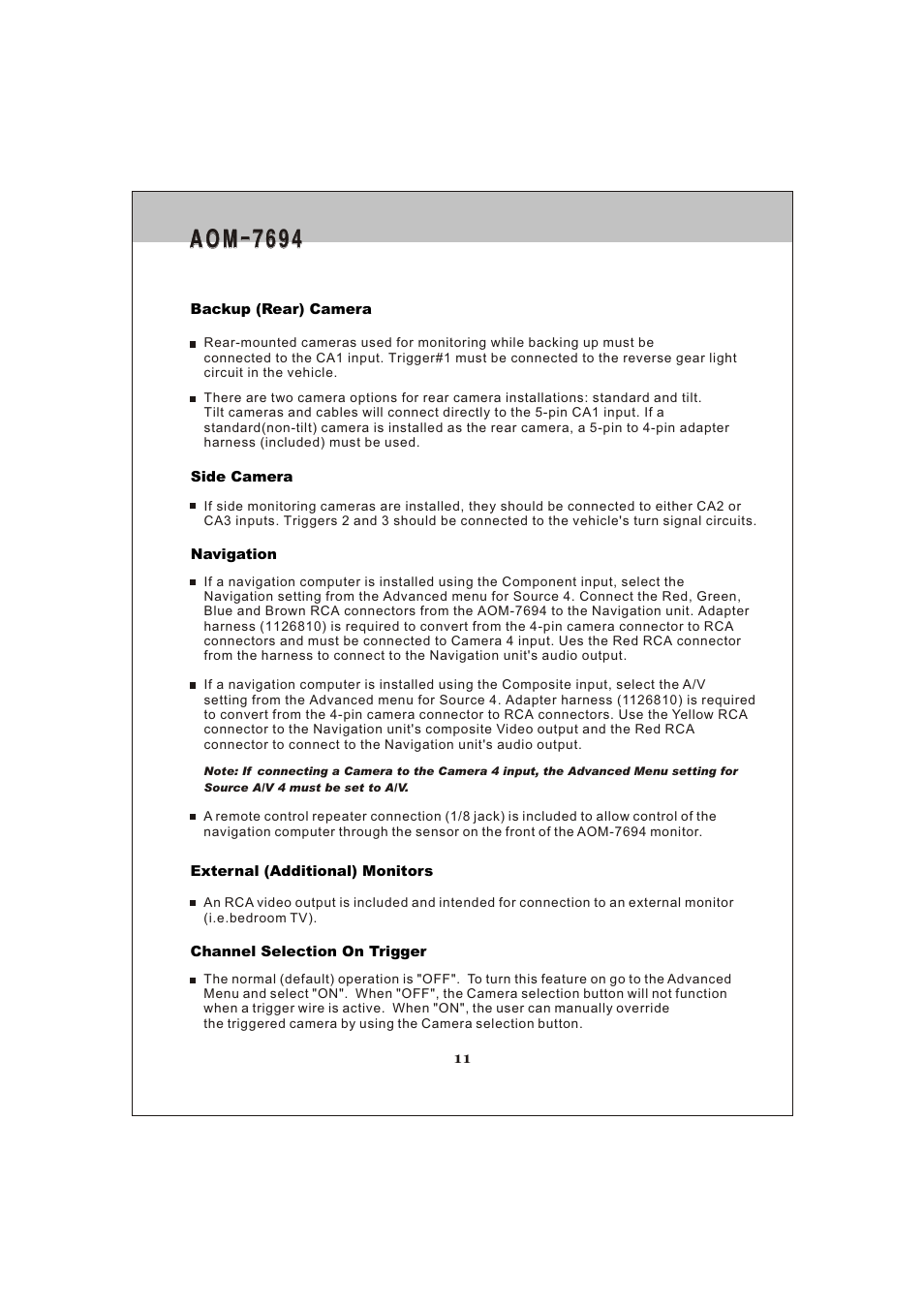 쪽 11, A o m - 7 6 9 4 | ASA Electronics AOM-7694 User Manual | Page 11 / 14