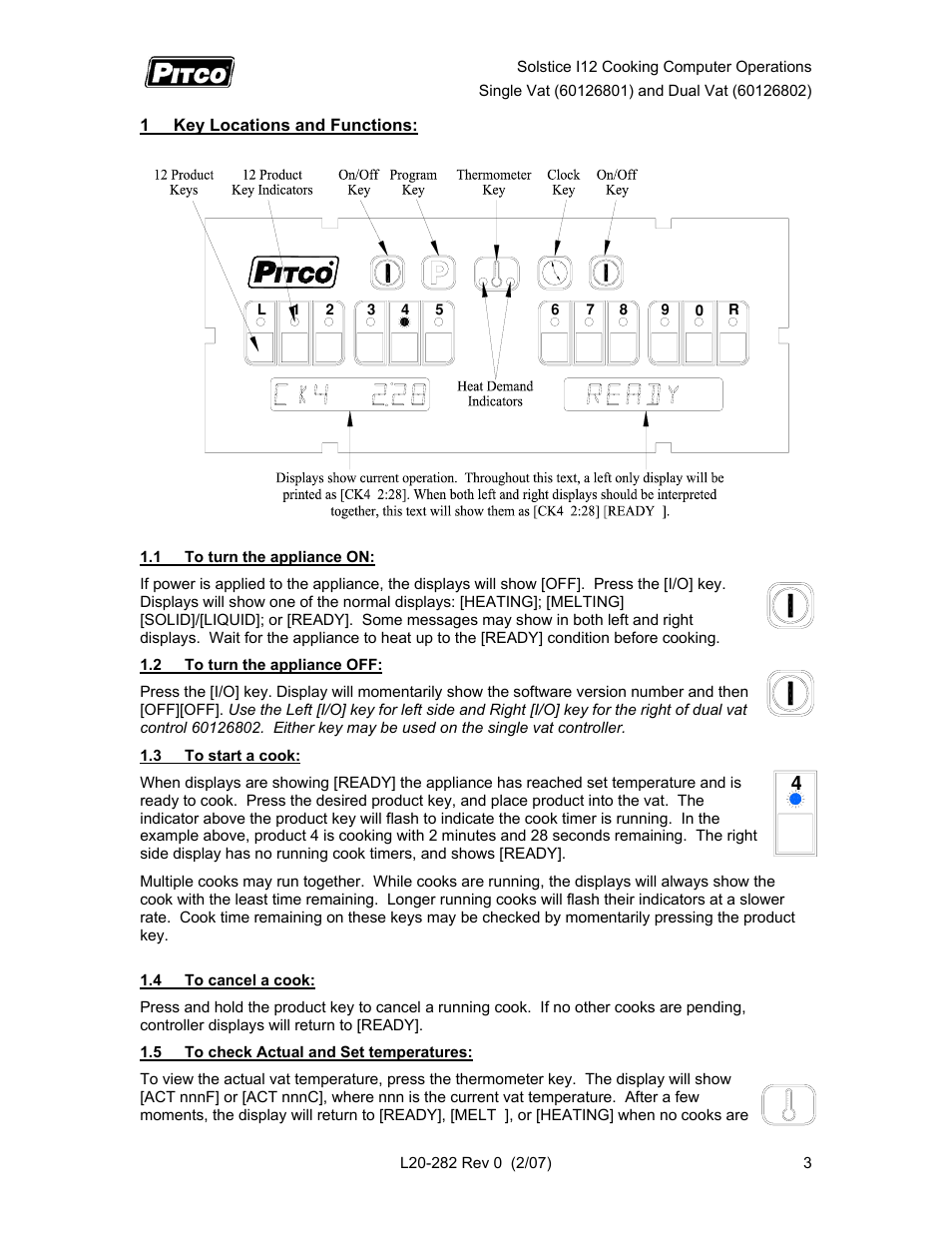 Pitco Frialator Solstice I12 Cooking Computer Single Vat User Manual | Page 3 / 10
