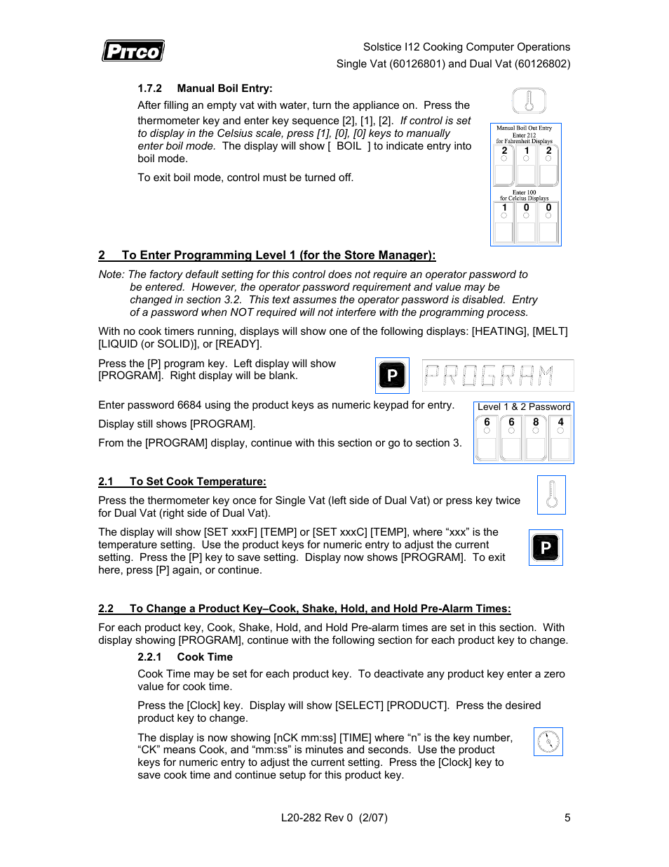 Pitco Frialator Solstice I12 Cooking Computer Single Vat User Manual | Page 5 / 10
