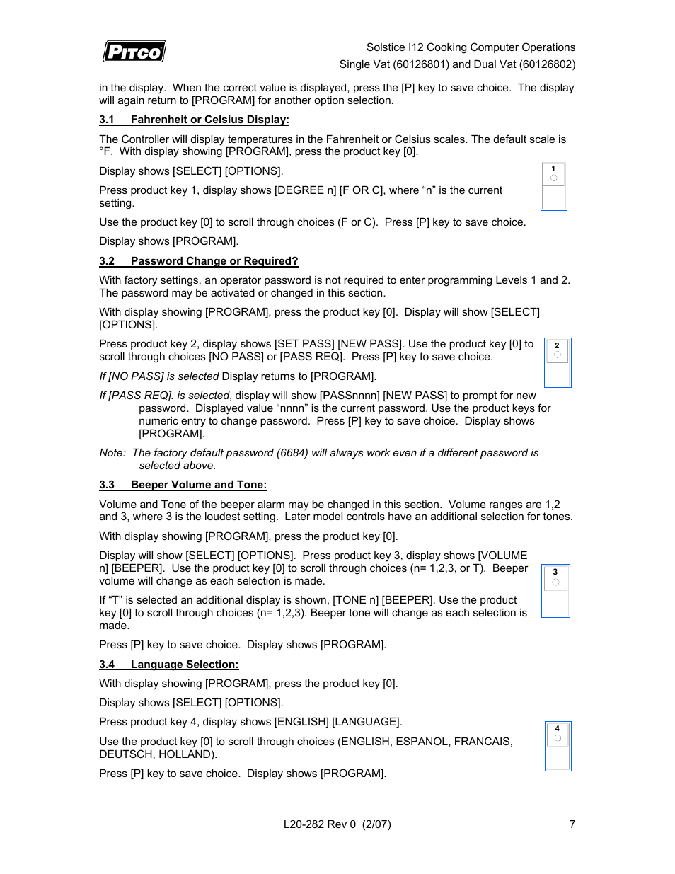 Pitco Frialator Solstice I12 Cooking Computer Single Vat User Manual | Page 7 / 10