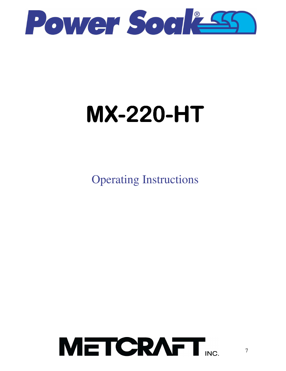 Operating instructions | Power Soak MX-220-HT Owner's Manual User Manual | Page 8 / 50