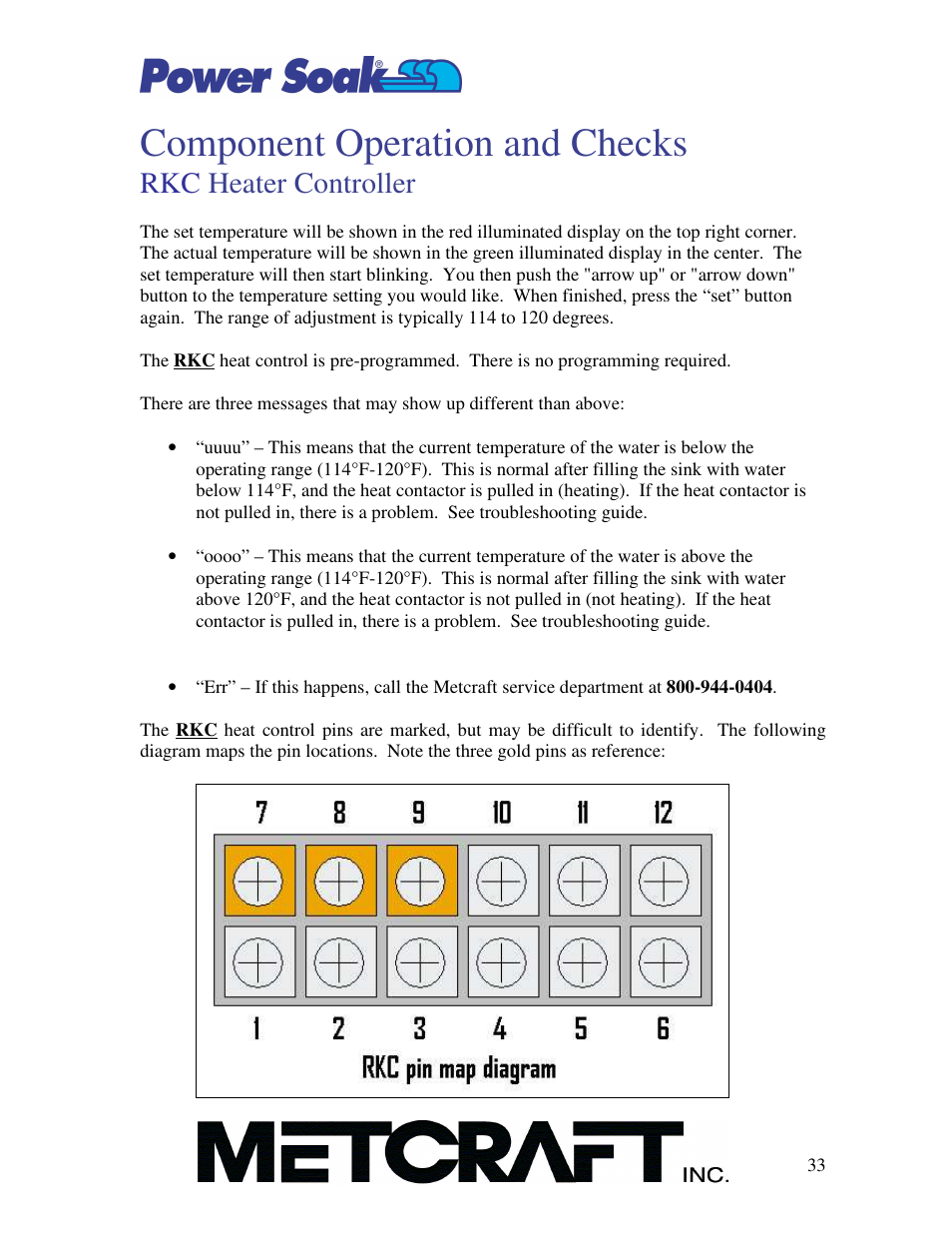 Component operation and checks, Rkc heater controller | Power Soak MX-220-HTS Owner's/Service Manual User Manual | Page 34 / 57
