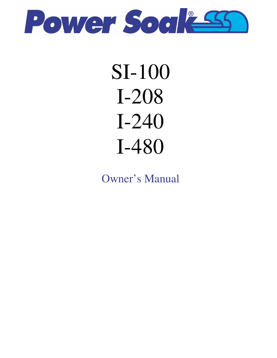 Power Soak SI-100 Owner's Manual User Manual | 44 pages