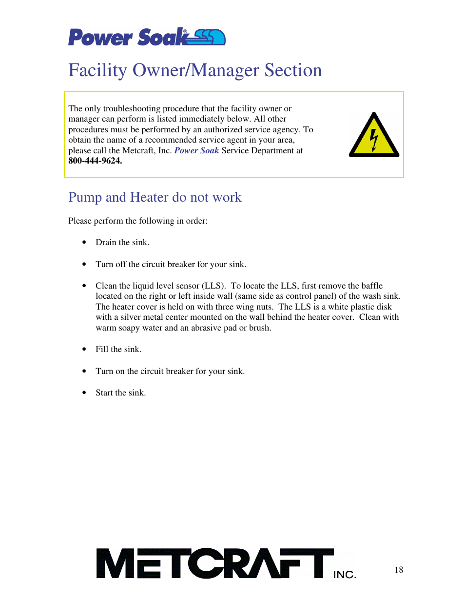 Pump and heater do not work | Power Soak SI-100 Owner's Manual User Manual | Page 19 / 44