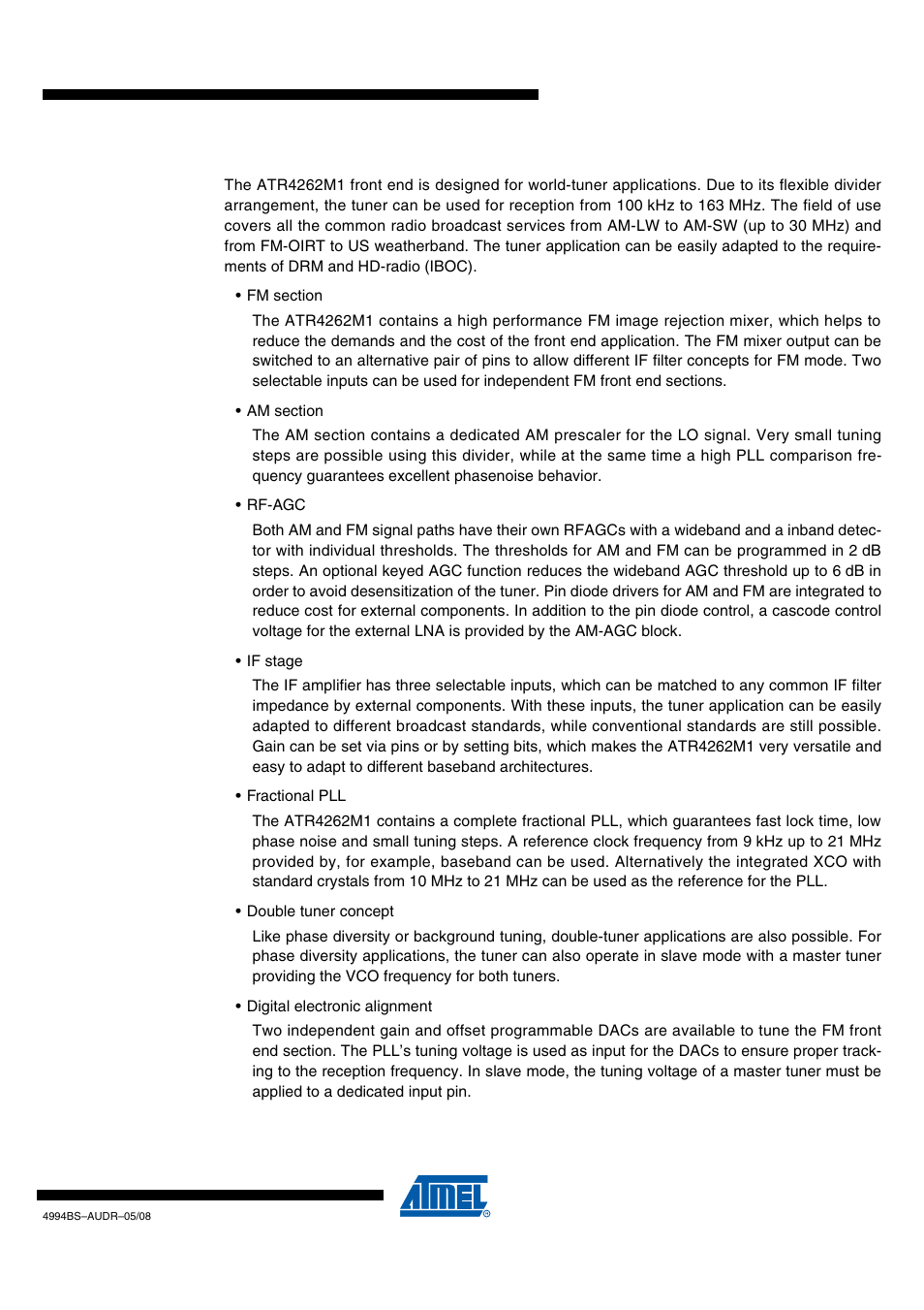 Functional description | Atmel ATR4262M1 User Manual | Page 5 / 12