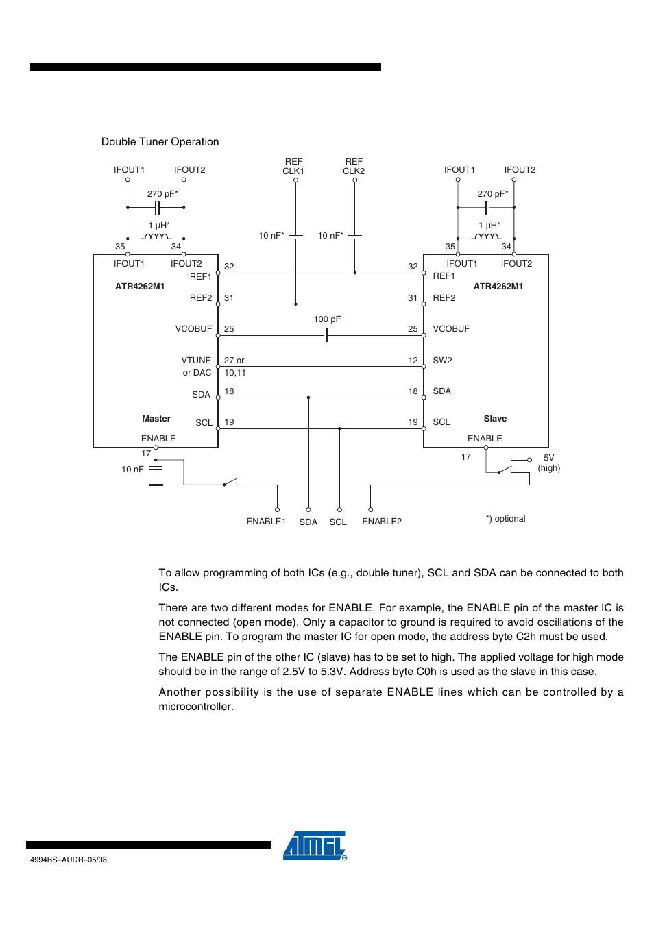 Double tuner application, 1 two-wire interface-bus address modes | Atmel ATR4262M1 User Manual | Page 9 / 12