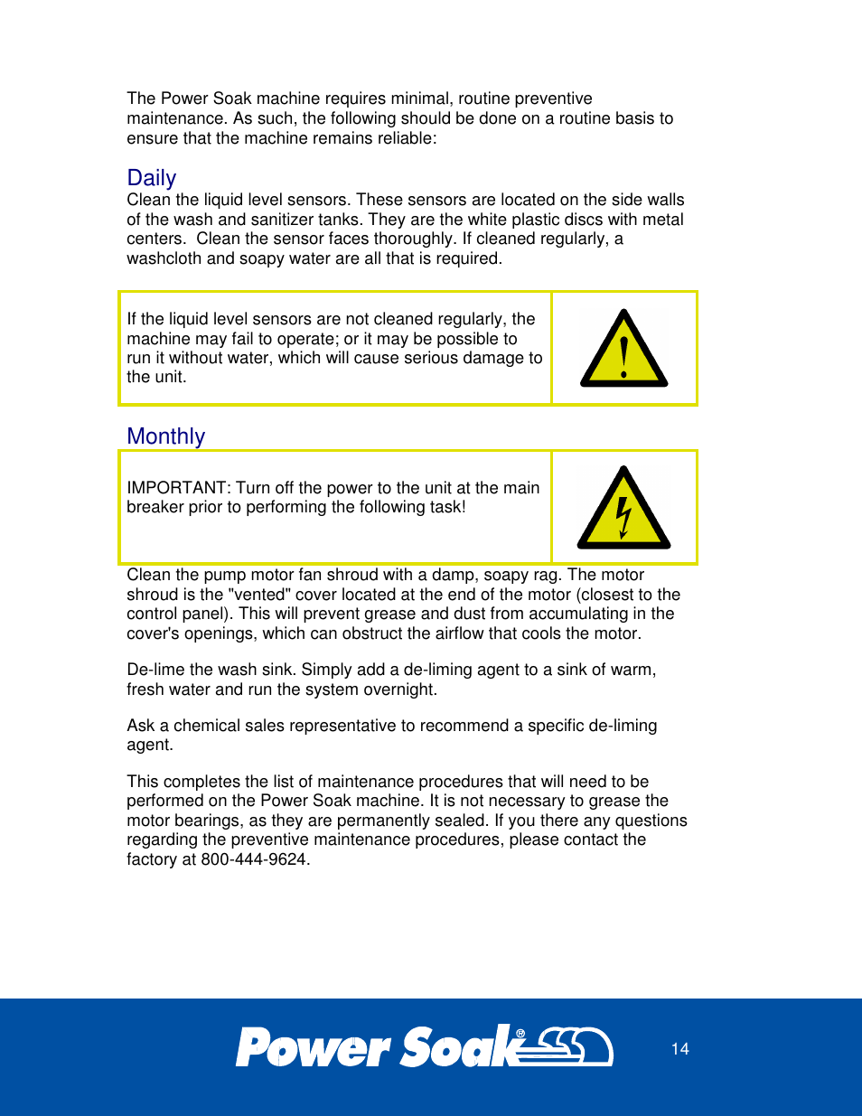 Daily, Monthly | Power Soak 37099 PS-201 Owner's Manual User Manual | Page 18 / 28