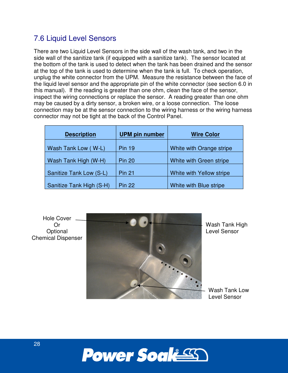 6 liquid level sensors | Power Soak 34774 PS-225 Service Manual User Manual | Page 34 / 60