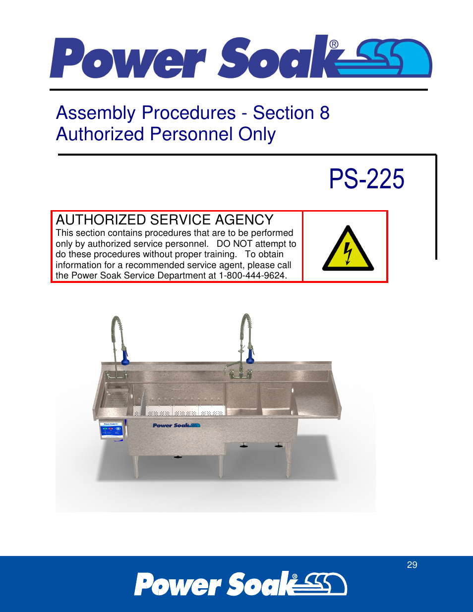 Ps-225, Authorized service agency | Power Soak 34774 PS-225 Service Manual User Manual | Page 35 / 60
