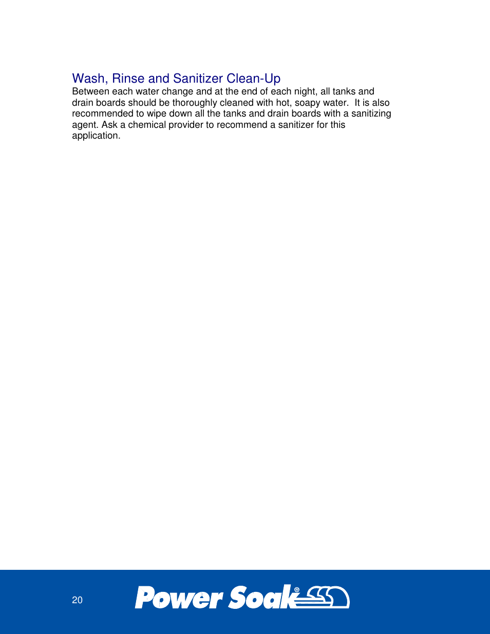 Wash, rinse and sanitizer clean-up | Power Soak 36212 PS-275 Owner's Manual User Manual | Page 24 / 36