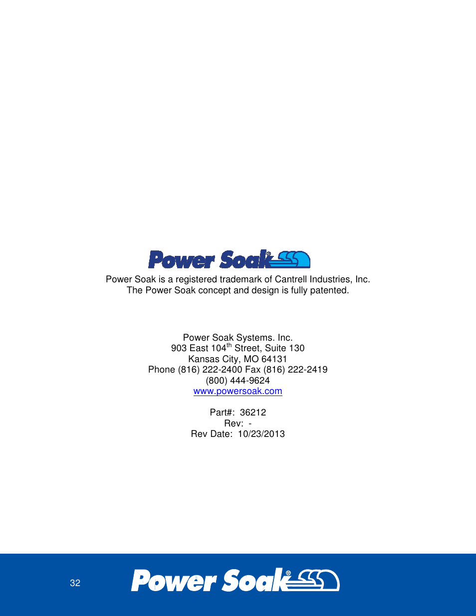 Power Soak 36212 PS-275 Owner's Manual User Manual | Page 36 / 36
